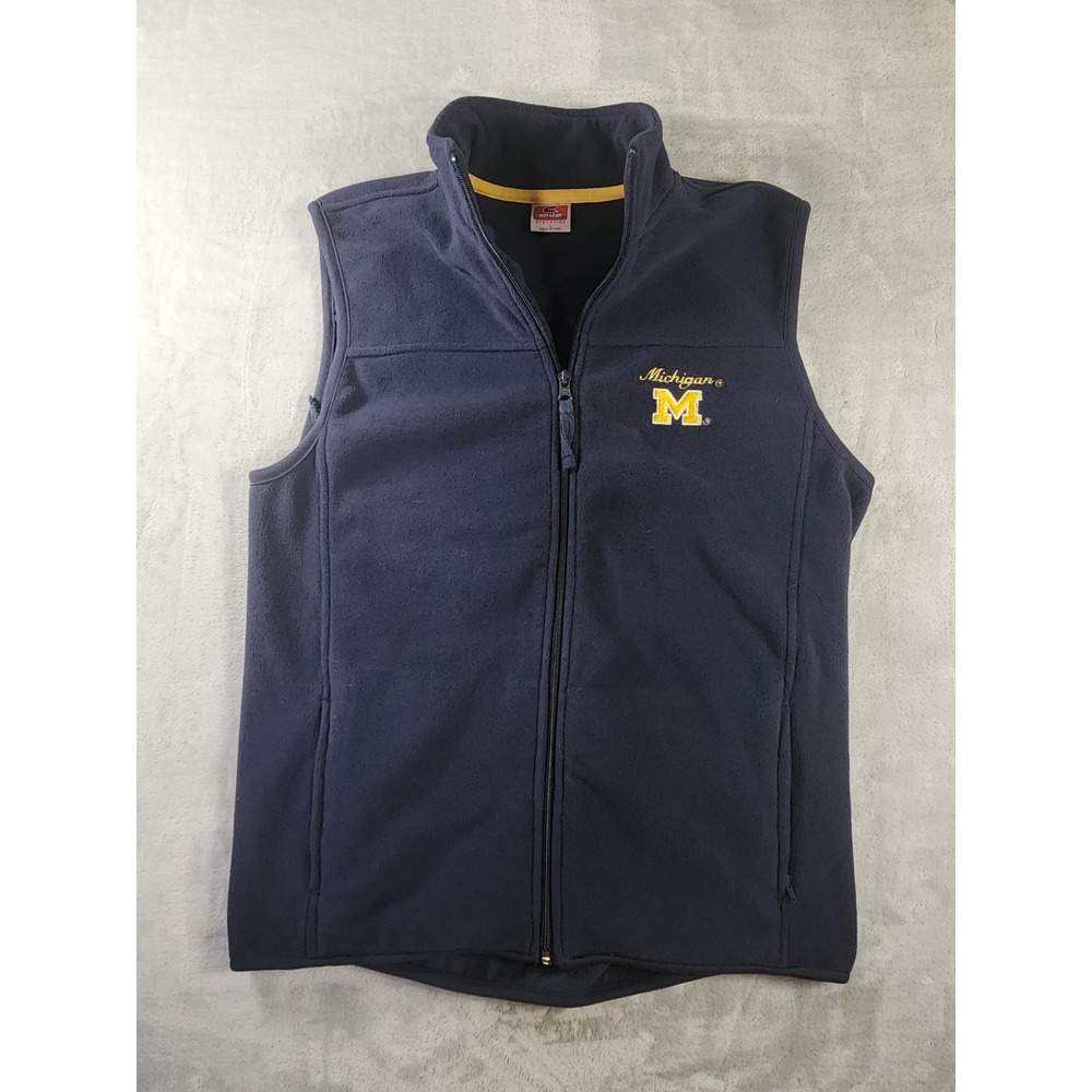 Colosseum Michigan Fleece‎ Full Zip Vest Womens Large Navy